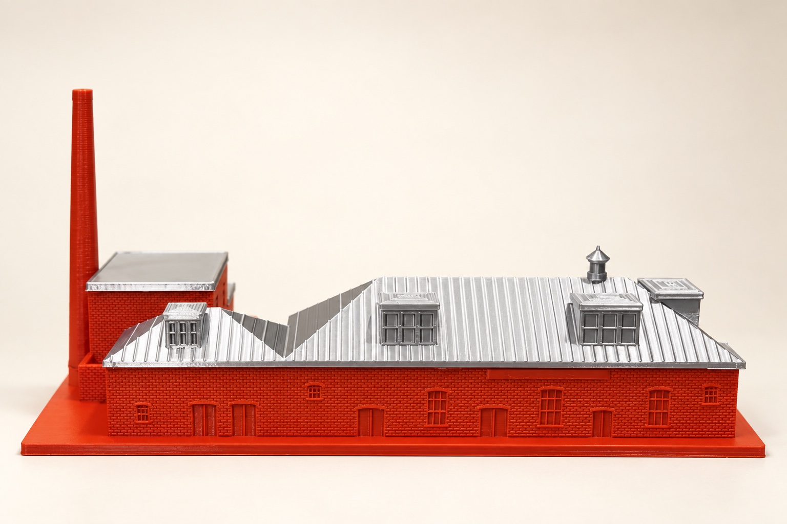 Red and silver 3D-printed Creamery miniature